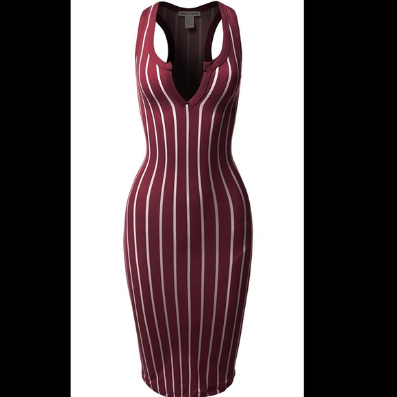 burgundy and white striped dress Edith Maxi Dress in Cream Burgundy Stripe – Isalis main image 1